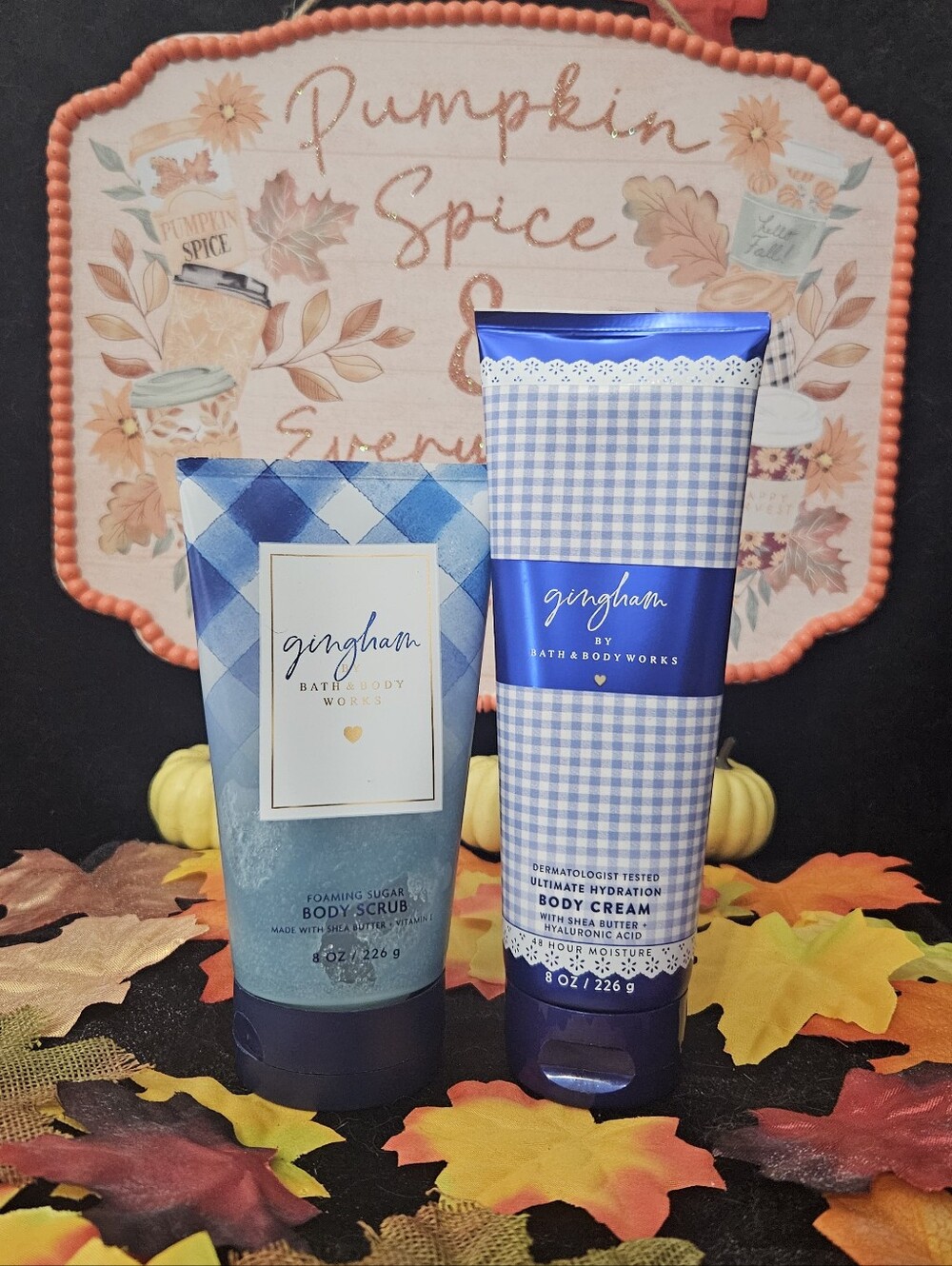 BWT Bath & Body Works Gingham Foaming Sugar Body Scrub & Body Cream - Blue